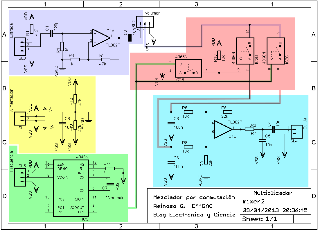 Mezclador de frecuencias con el integrado 4066 | Electronica y Ciencia
